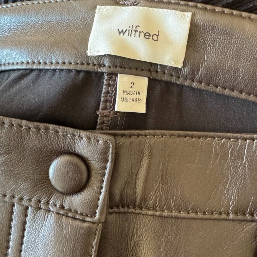 Wilfred by Aritzia Faux Leather Pants | Flare Leg | Brown | Size 2 - Picture 4 of 4